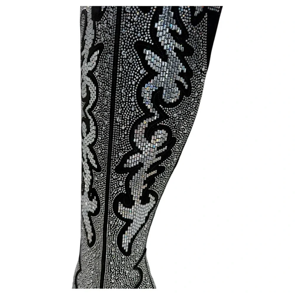 INC Iresa4 Rhinestone Crusted Western Style OTK Heeled Womens Boots Size 9M - Picture 10 of 15
